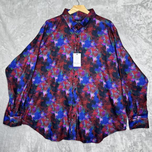 Robert Graham Shirt Mens 2XL Multi Lantern Long Sleeve Button Front Abstract - Picture 1 of 10